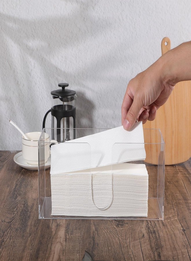 wutfuooo 2 Pack Acrylic Countertop Paper Towel Dispenser, Folded Paper Towel Dispenser Clear Trifold Napkin Holder, Suitable for Z-fold, C-fold or MultiFold Trifold Papers Towels for Bathroom Toilet Kitchen - Image 5